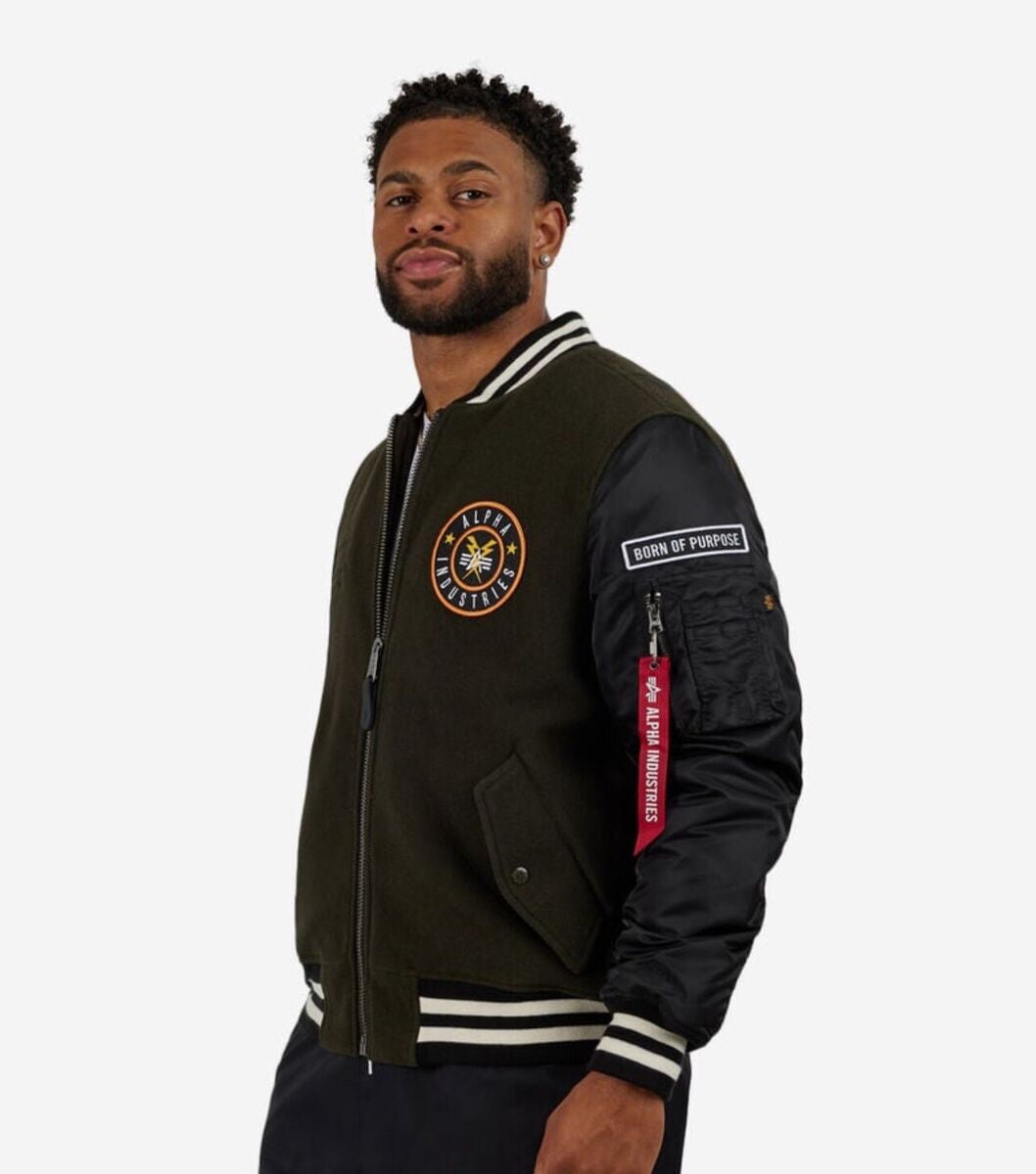 ALPHA INDUSTRIES WOOL MA-1 VARSITY BOMBER JACKET