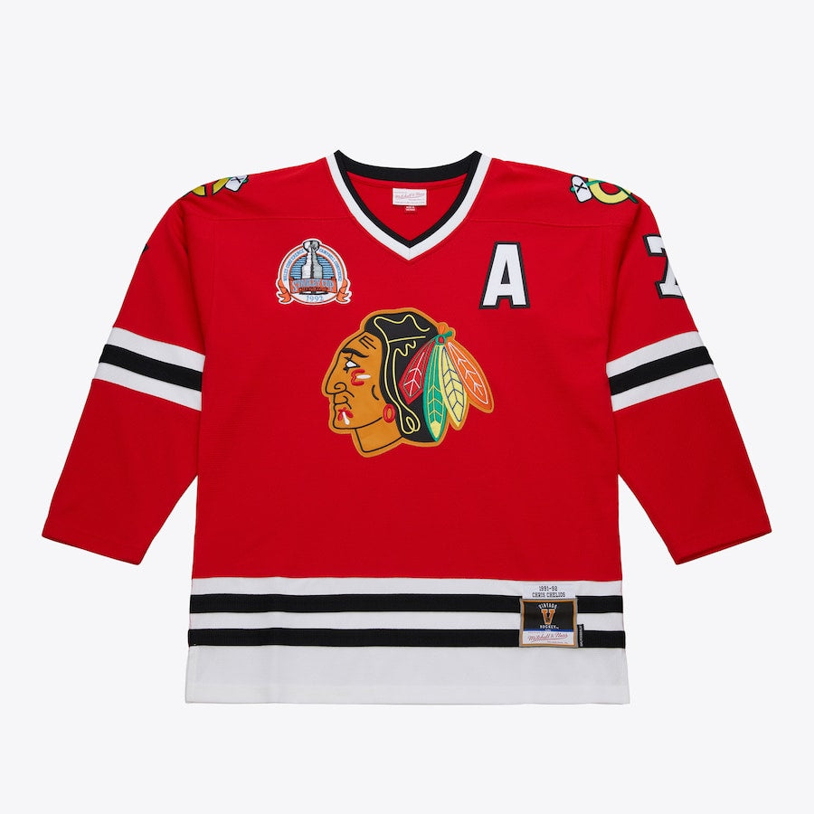 Chris Chelios Red Chicago Blackhawks 1991/92 Power Play Player Jersey