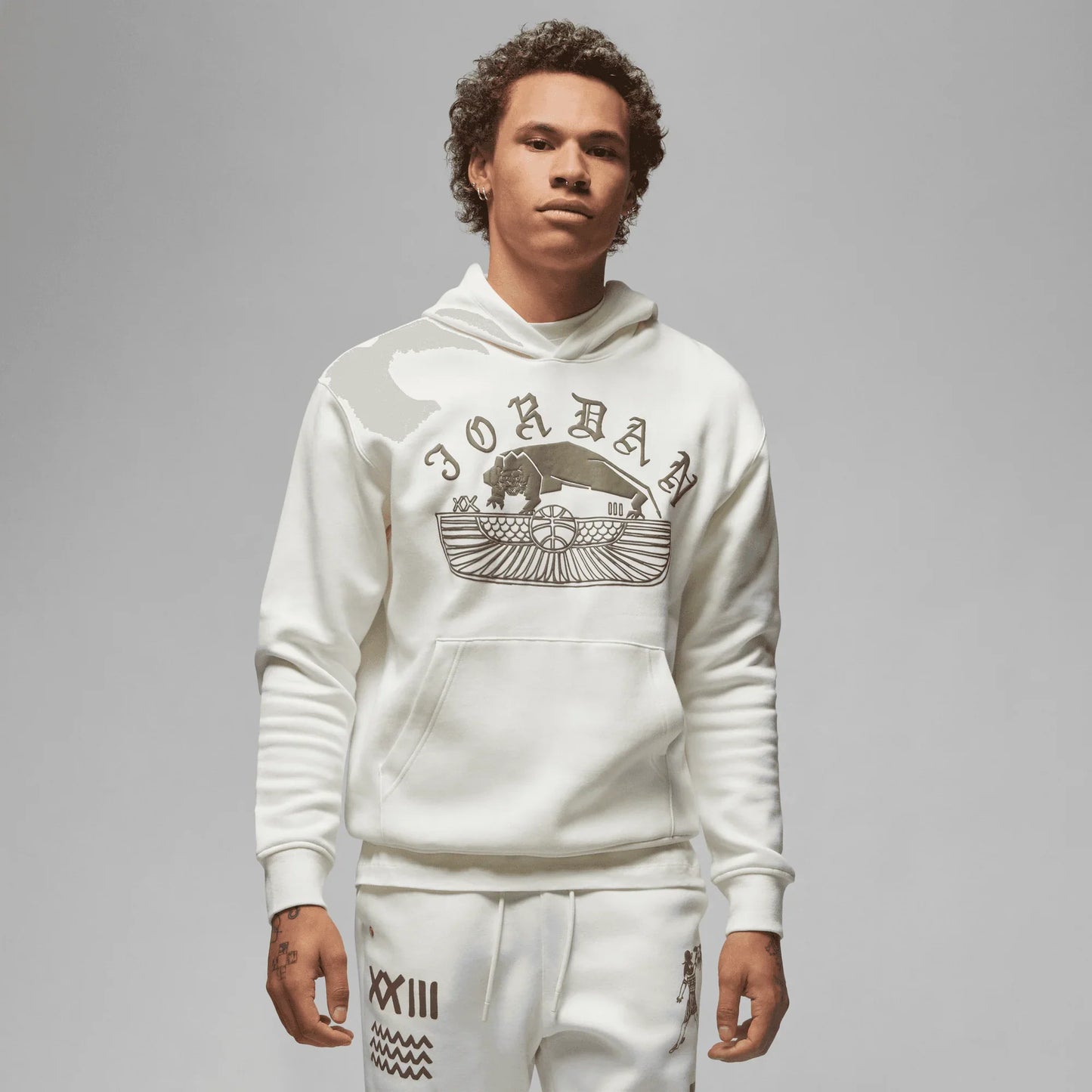 Jordan Artist Series by Umar Rashid White Flight Fleece Pullover Hoodie