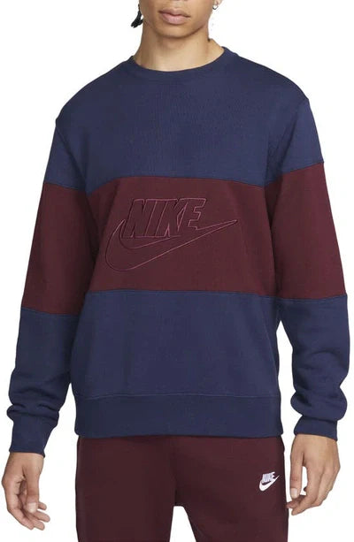 Nike Club Sweatshirt Shirt French Terry Crew Color-Blocked