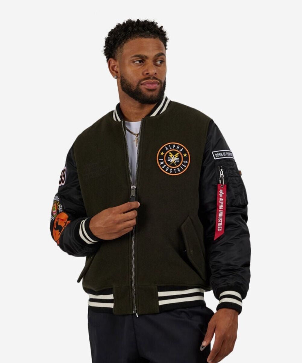 ALPHA INDUSTRIES WOOL MA-1 VARSITY BOMBER JACKET