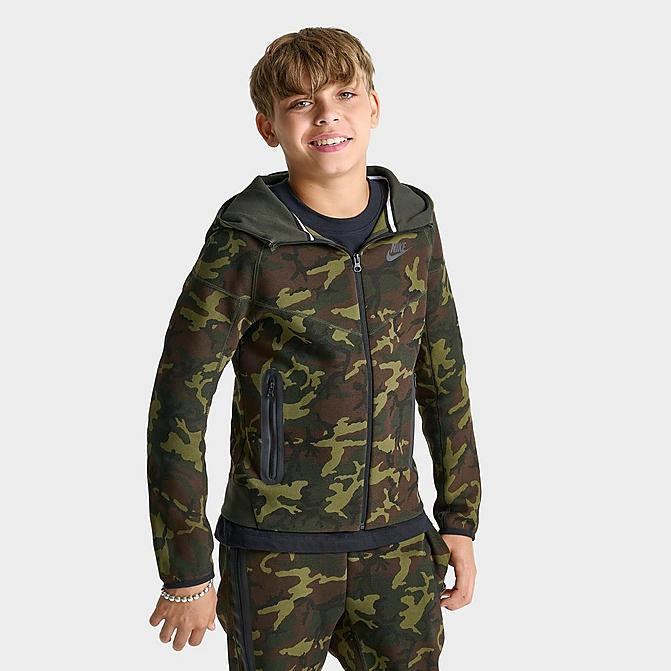 BOYS' NIKE TECH FLEECE CAMO FULL-ZIP HOODIE