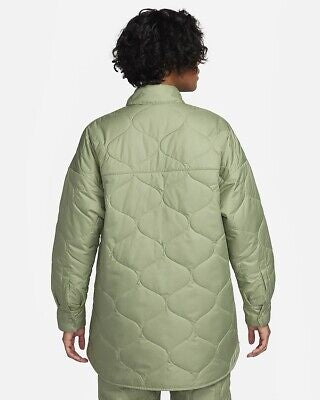 Nike Essential Quilted Green Trench LS Snap Button Coat