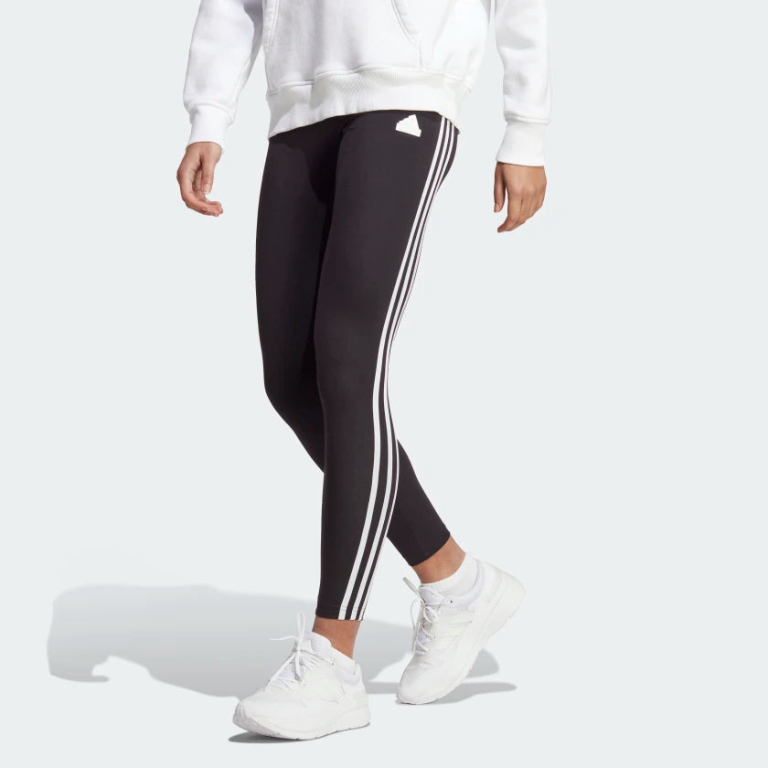 Adidas Future Icons 3 Stripes Black Leggings White Rubber Logo