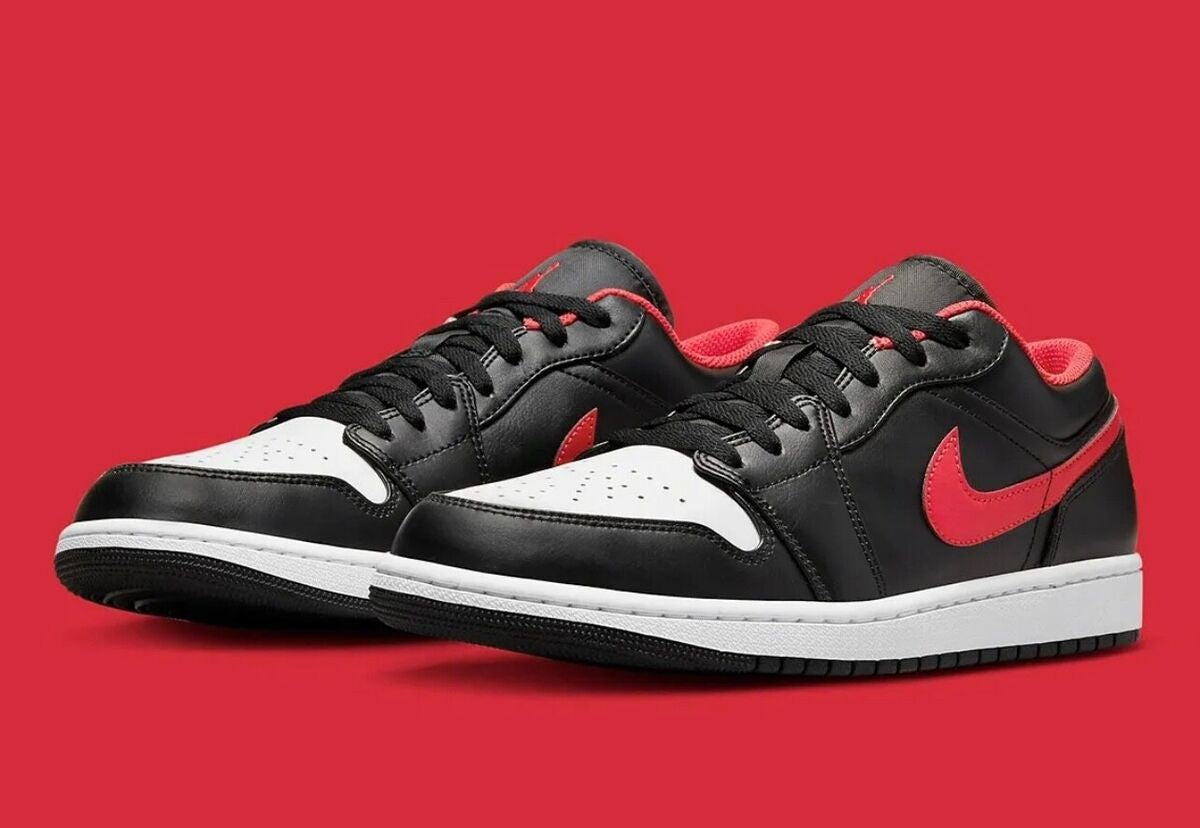 Jordan 1 low white toe black fire red